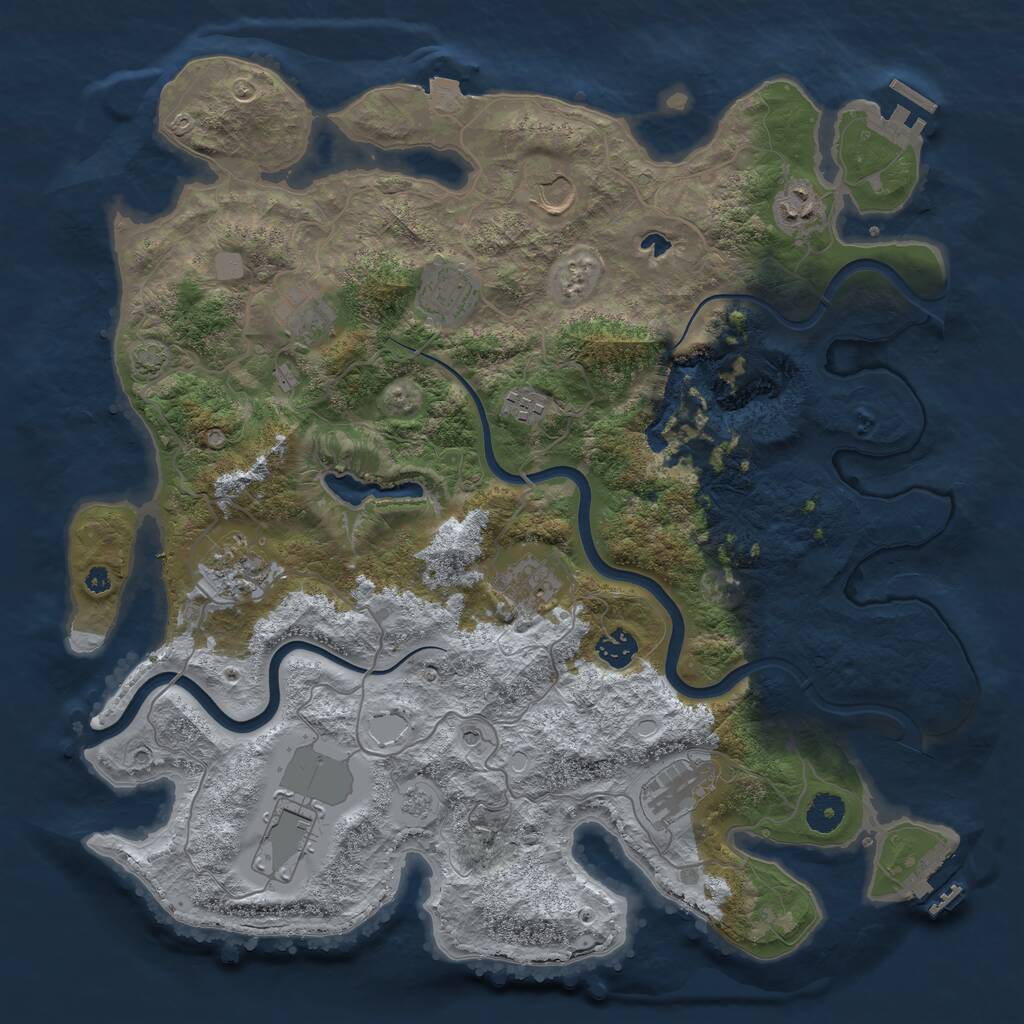 Rust Map: Procedural Map, Size: 4000, Seed: 23518, 16 Monuments