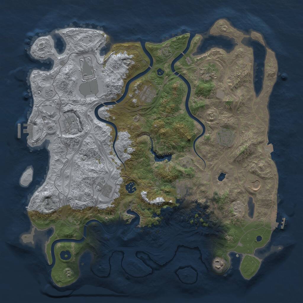 Rust Map: Procedural Map, Size: 4250, Seed: 660657024, 17 Monuments