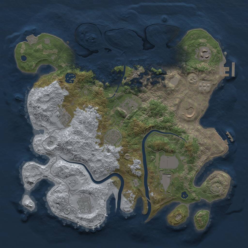 Rust Map: Procedural Map, Size: 3500, Seed: 81415909, 15 Monuments
