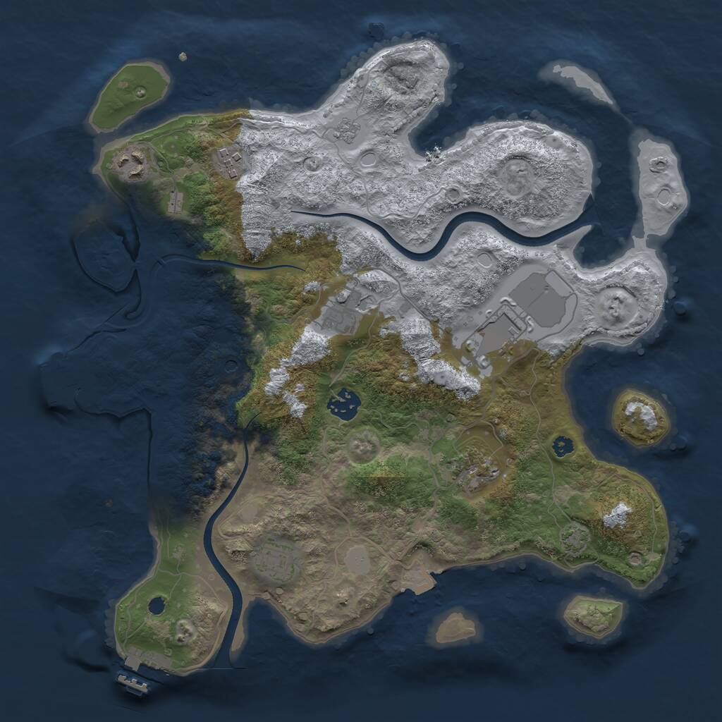 Rust Map: Procedural Map, Size: 3500, Seed: 51235, 13 Monuments