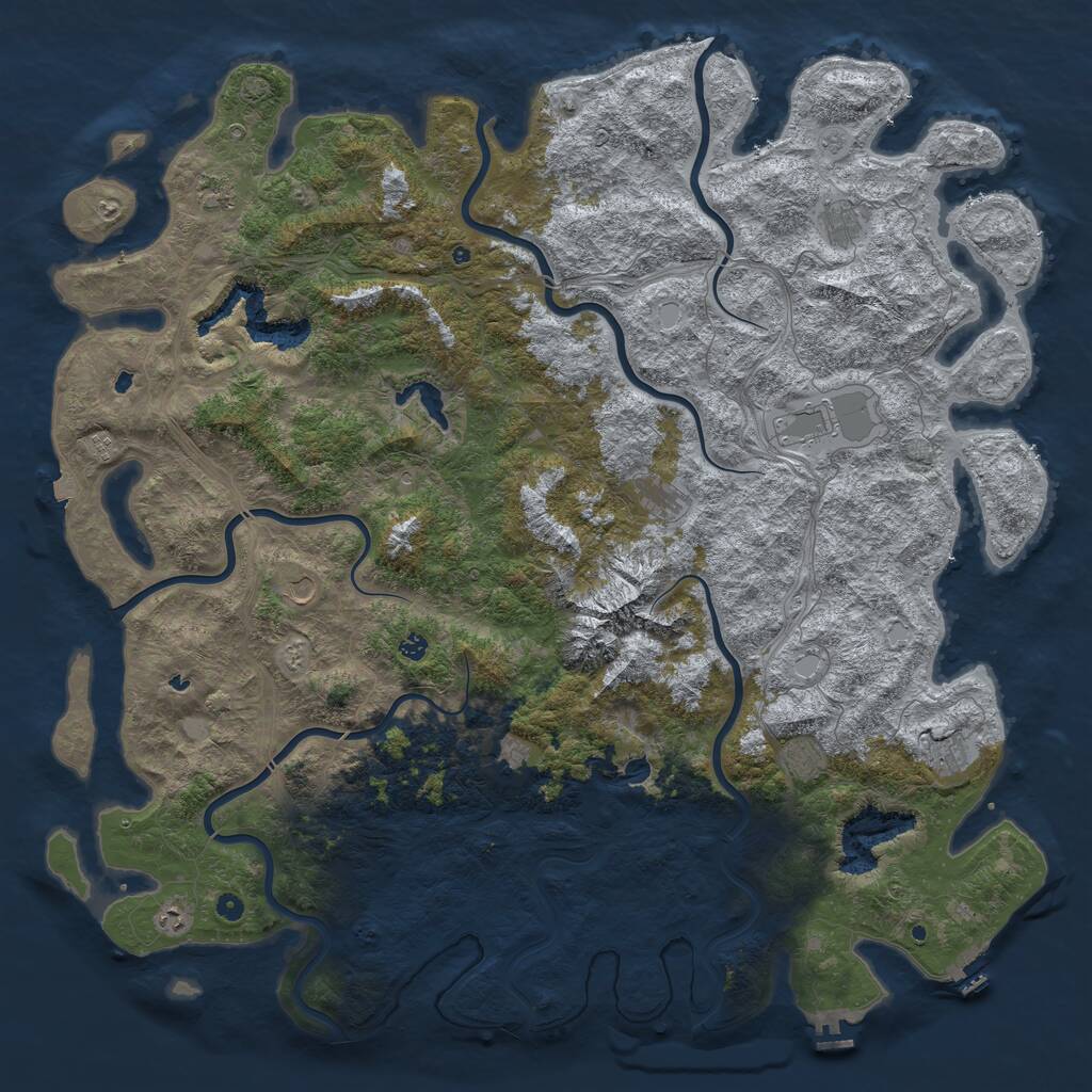 Rust Map: Procedural Map, Size: 6000, Seed: 250155639, 17 Monuments