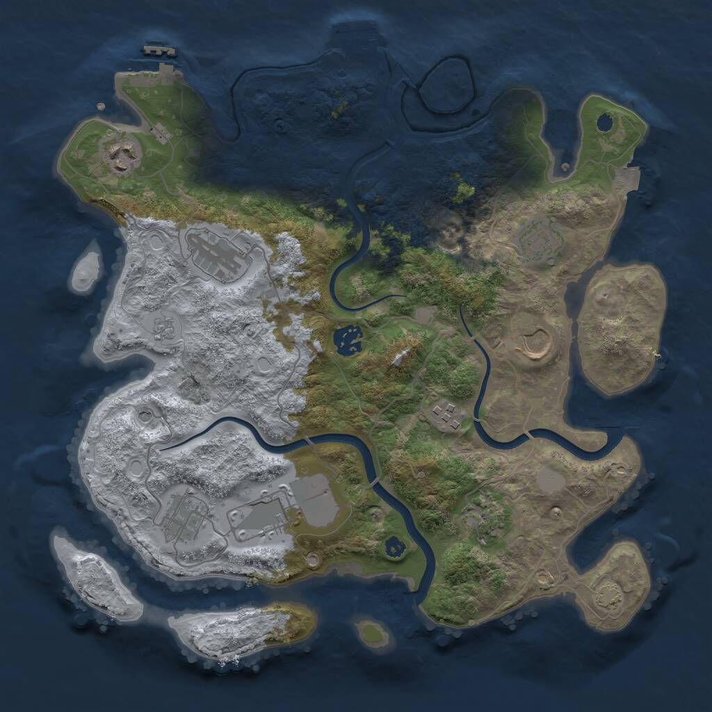 Rust Map: Procedural Map, Size: 3500, Seed: 3267820, 15 Monuments