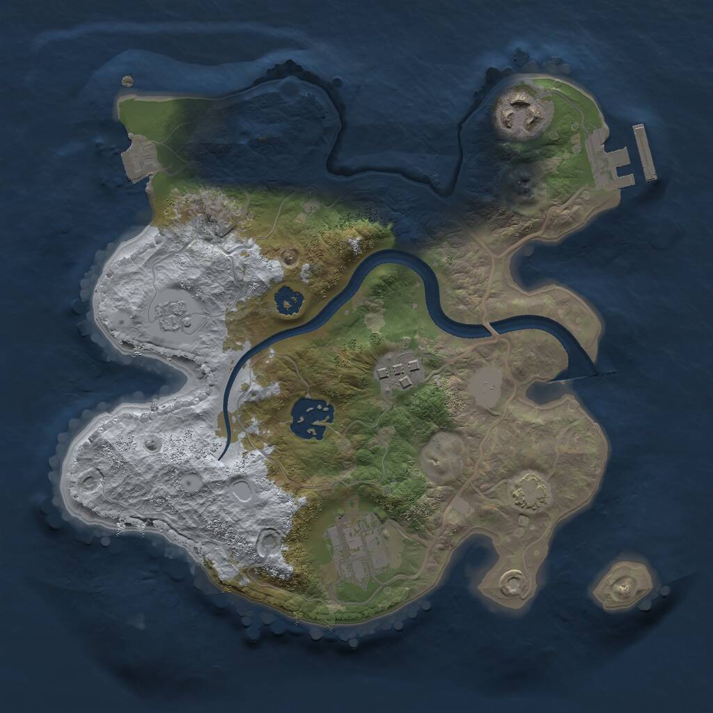 Rust Map: Procedural Map, Size: 2500, Seed: 914778317, 8 Monuments