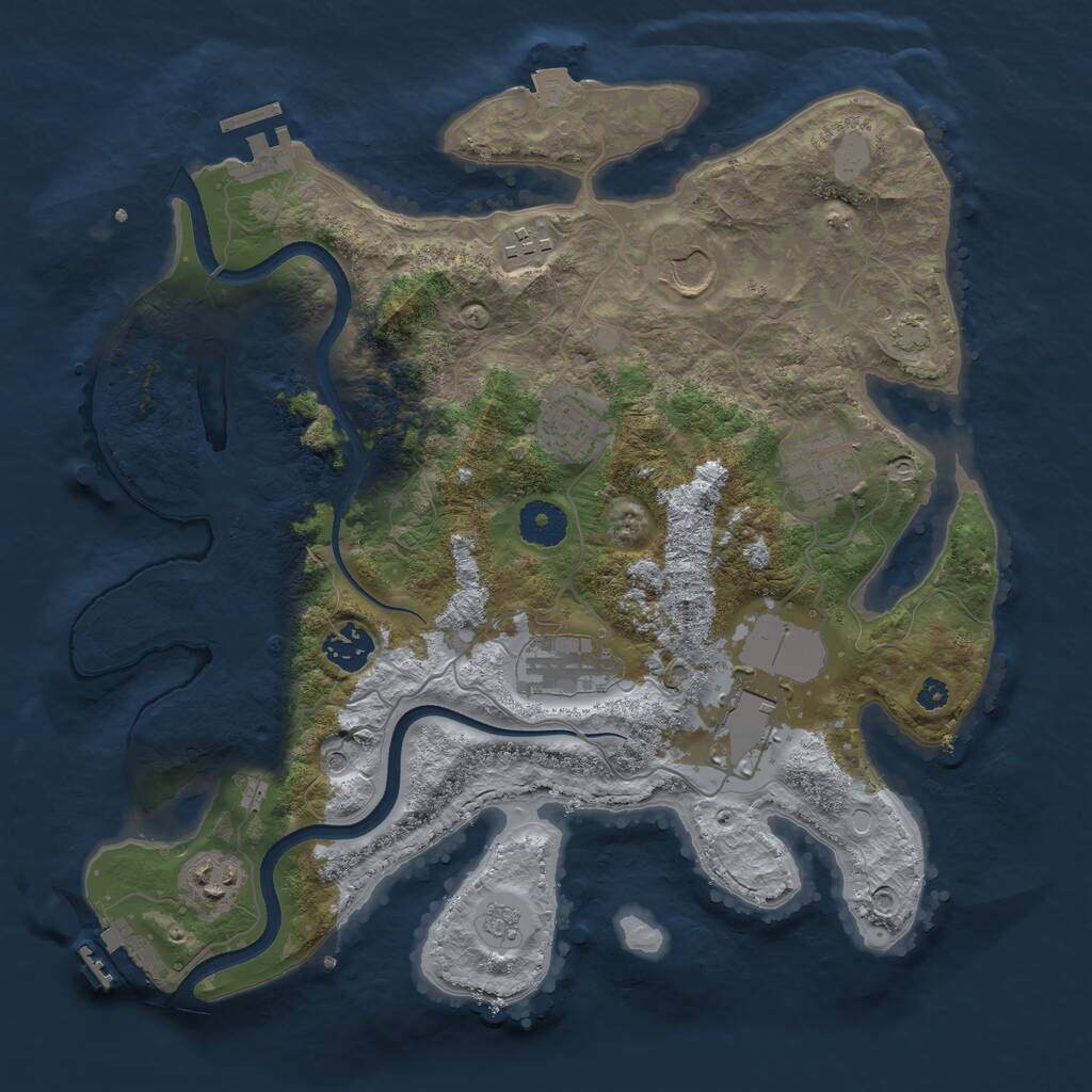 Rust Map: Procedural Map, Size: 3500, Seed: 122776, 14 Monuments