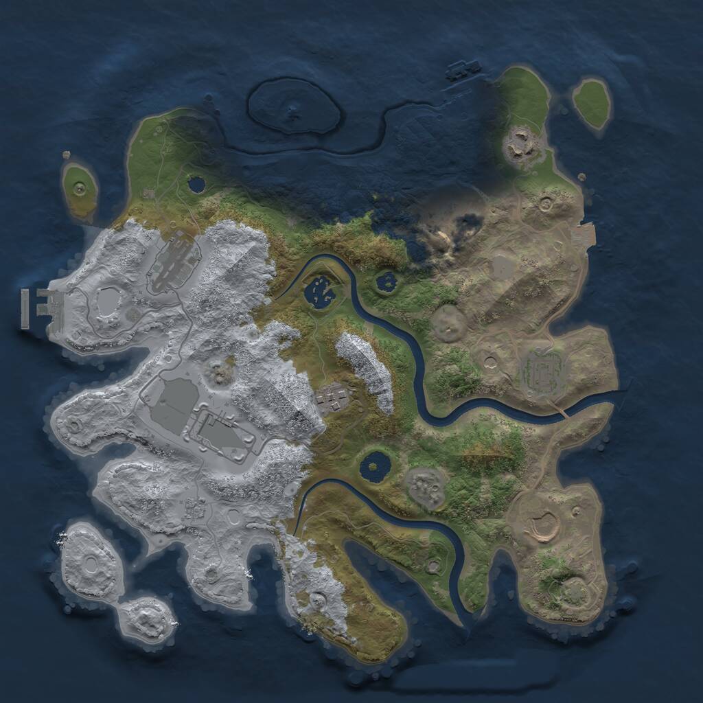 Rust Map: Procedural Map, Size: 3500, Seed: 1060414592, 14 Monuments