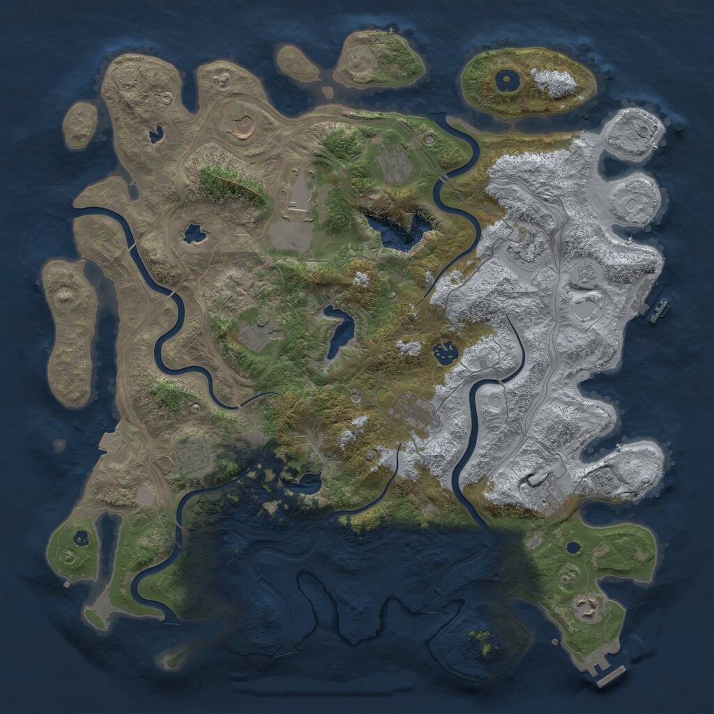 Rust Map: Procedural Map, Size: 4500, Seed: 286493788, 17 Monuments