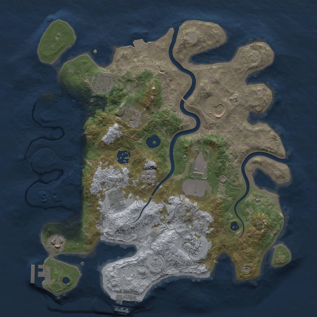Rust Map: Procedural Map, Size: 3500, Seed: 1223463962, 15 Monuments