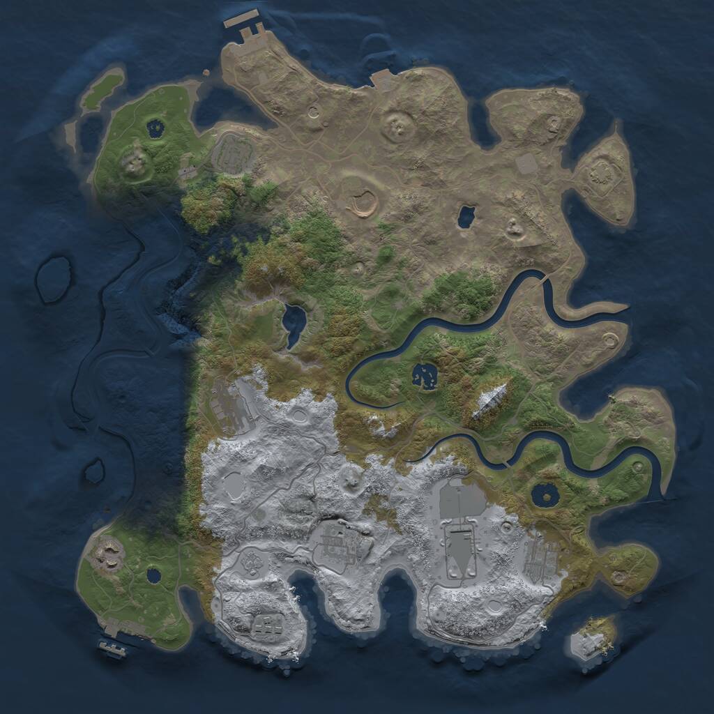 Rust Map: Procedural Map, Size: 4000, Seed: 4869, 15 Monuments