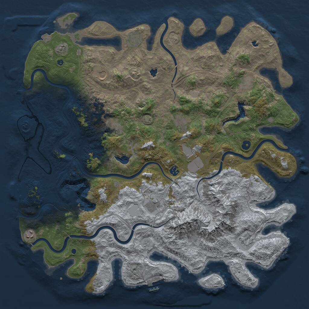 Rust Map: Procedural Map, Size: 5000, Seed: 1438838374, 17 Monuments