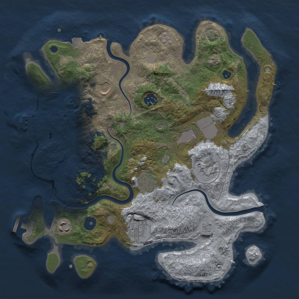 Rust Map: Procedural Map, Size: 3500, Seed: 1455180220, 14 Monuments