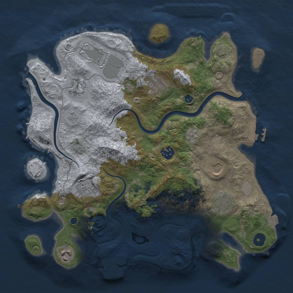 Rust Map: Procedural Map, Size: 3500, Seed: 82342, 15 Monuments