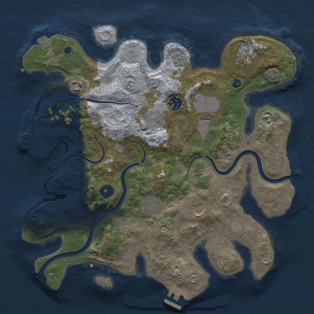 Rust Map: Procedural Map, Size: 3500, Seed: 1900350772, 14 Monuments
