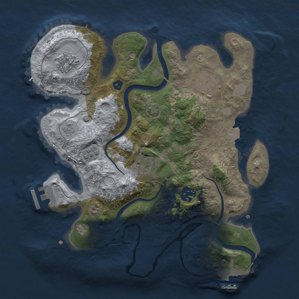 Rust Map: Procedural Map, Size: 3000, Seed: 1650397737, 10 Monuments