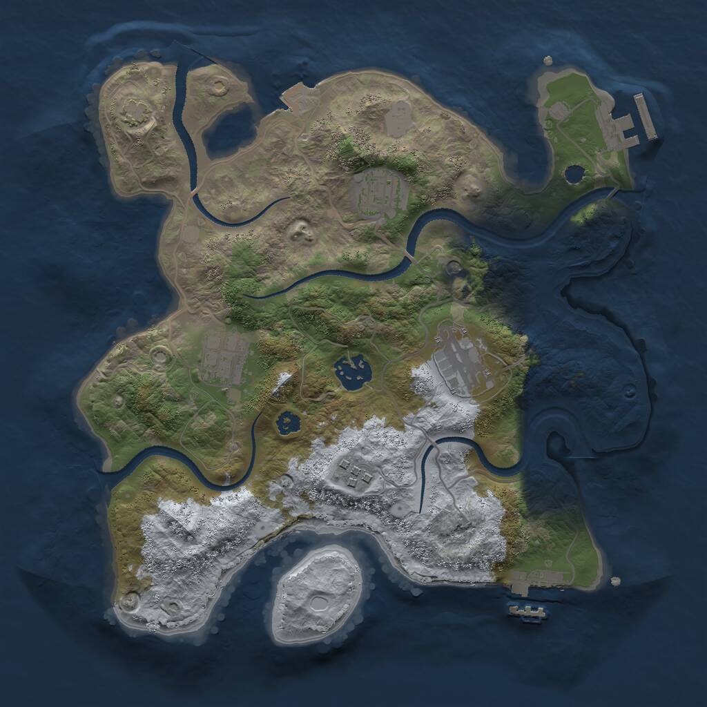 Rust Map: Procedural Map, Size: 3000, Seed: 25874, 10 Monuments