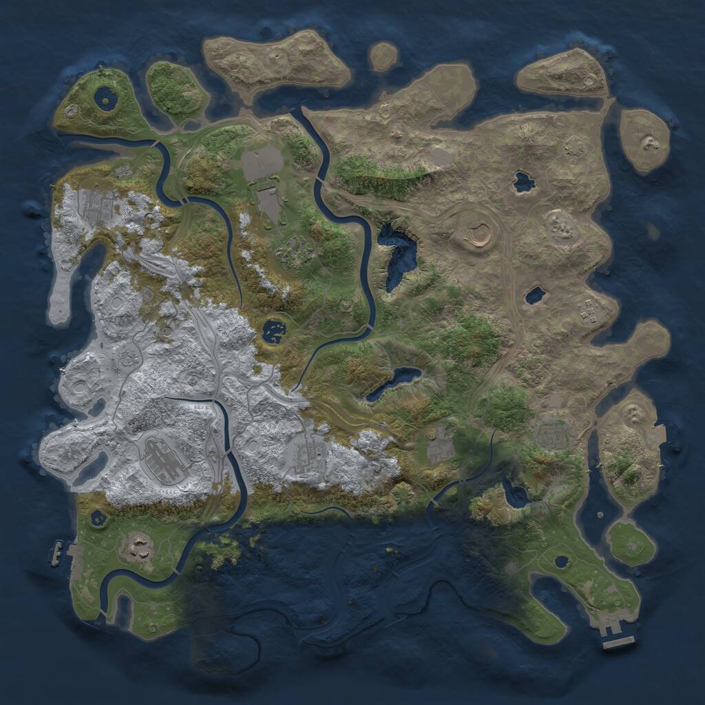 Rust Map: Procedural Map, Size: 4500, Seed: 837161840, 17 Monuments