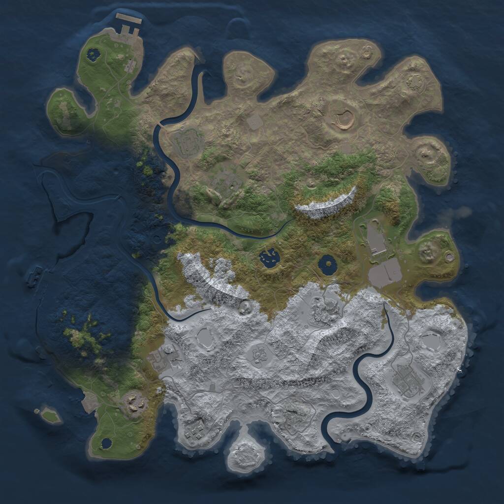 Rust Map: Procedural Map, Size: 3899, Seed: 50000, 16 Monuments
