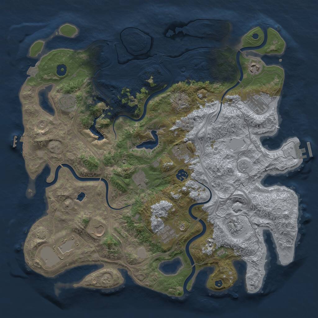 Rust Map: Procedural Map, Size: 4250, Seed: 818234470, 17 Monuments