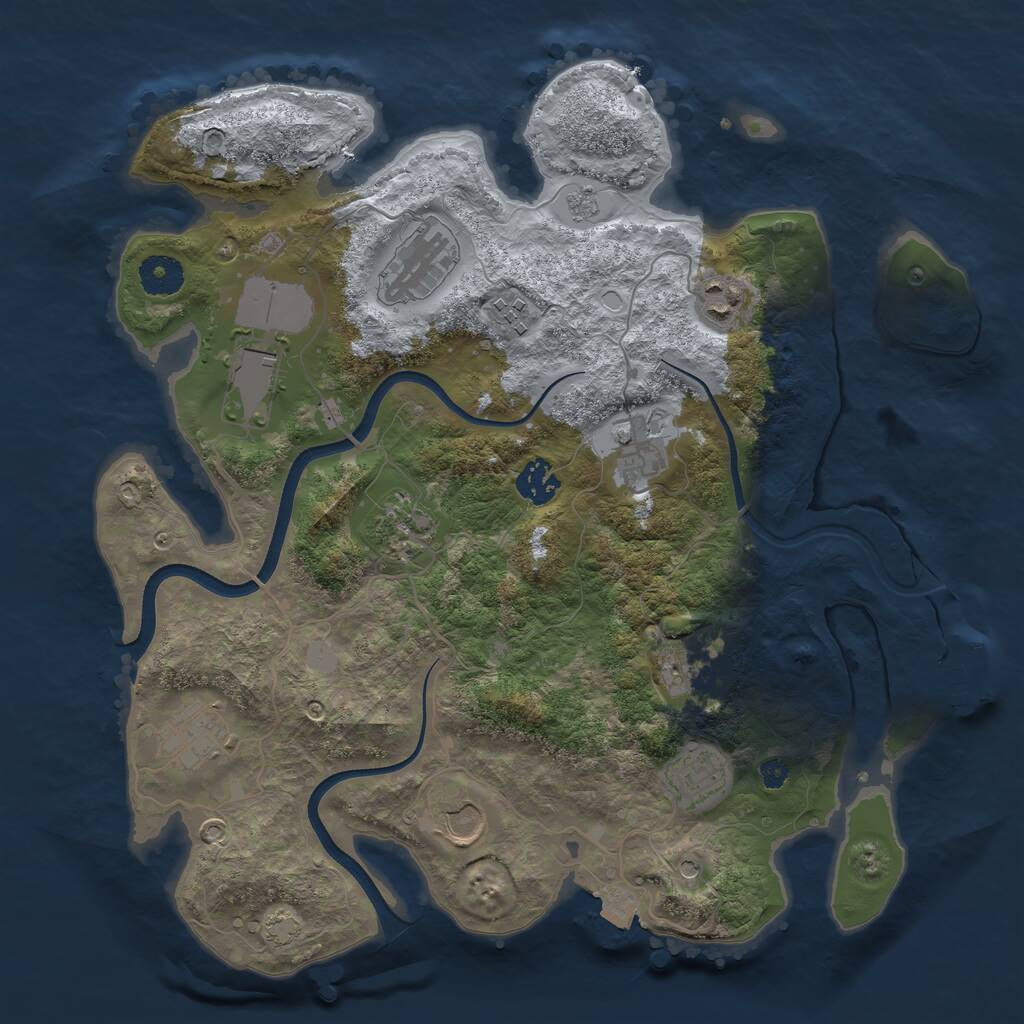 Rust Map: Procedural Map, Size: 3600, Seed: 25532, 16 Monuments