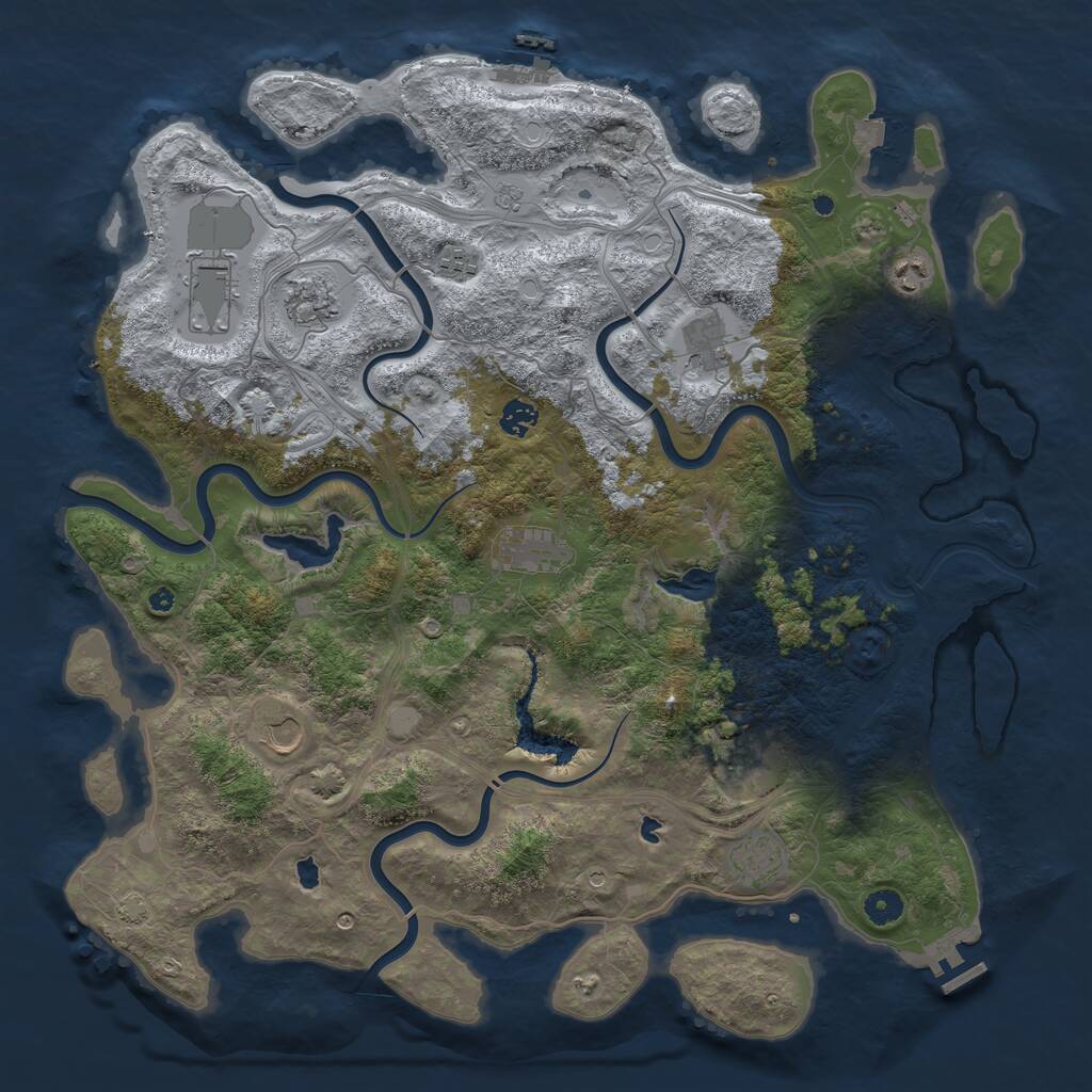 Rust Map: Procedural Map, Size: 4500, Seed: 483396084, 16 Monuments
