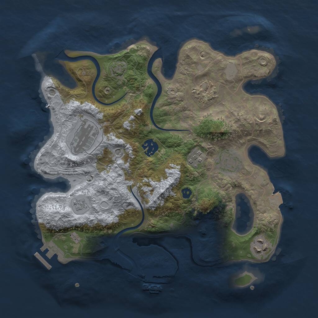 Rust Map: Procedural Map, Size: 3000, Seed: 54545, 12 Monuments