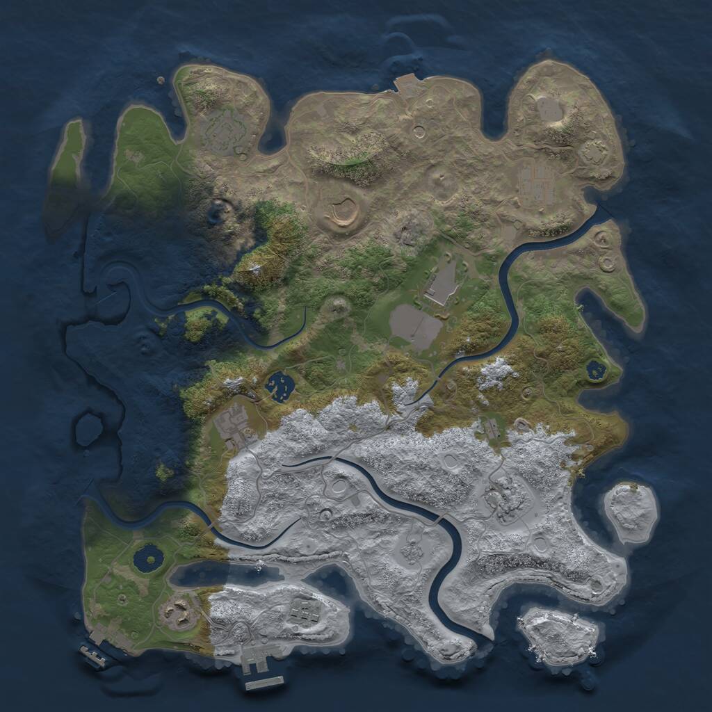 Rust Map: Procedural Map, Size: 3750, Seed: 258184942, 15 Monuments