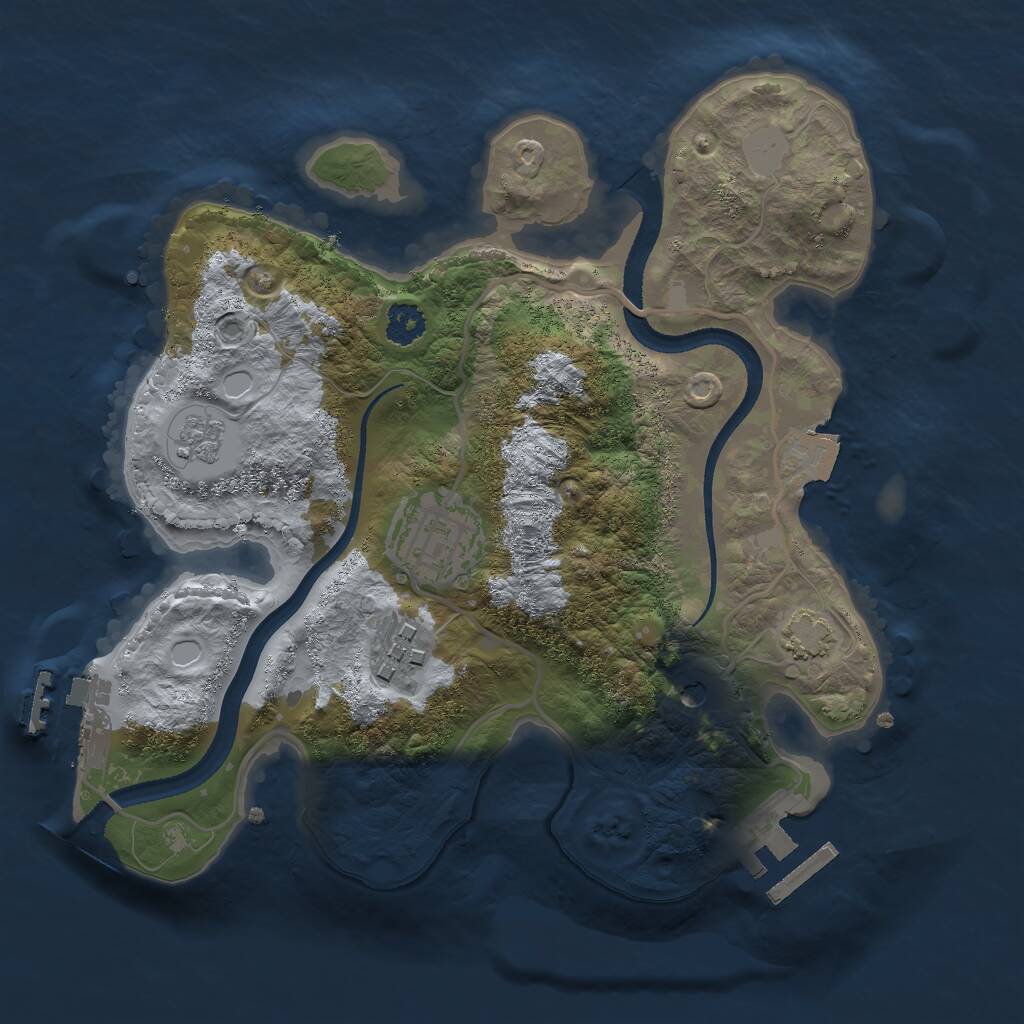 Rust Map: Procedural Map, Size: 2500, Seed: 2053545005, 8 Monuments