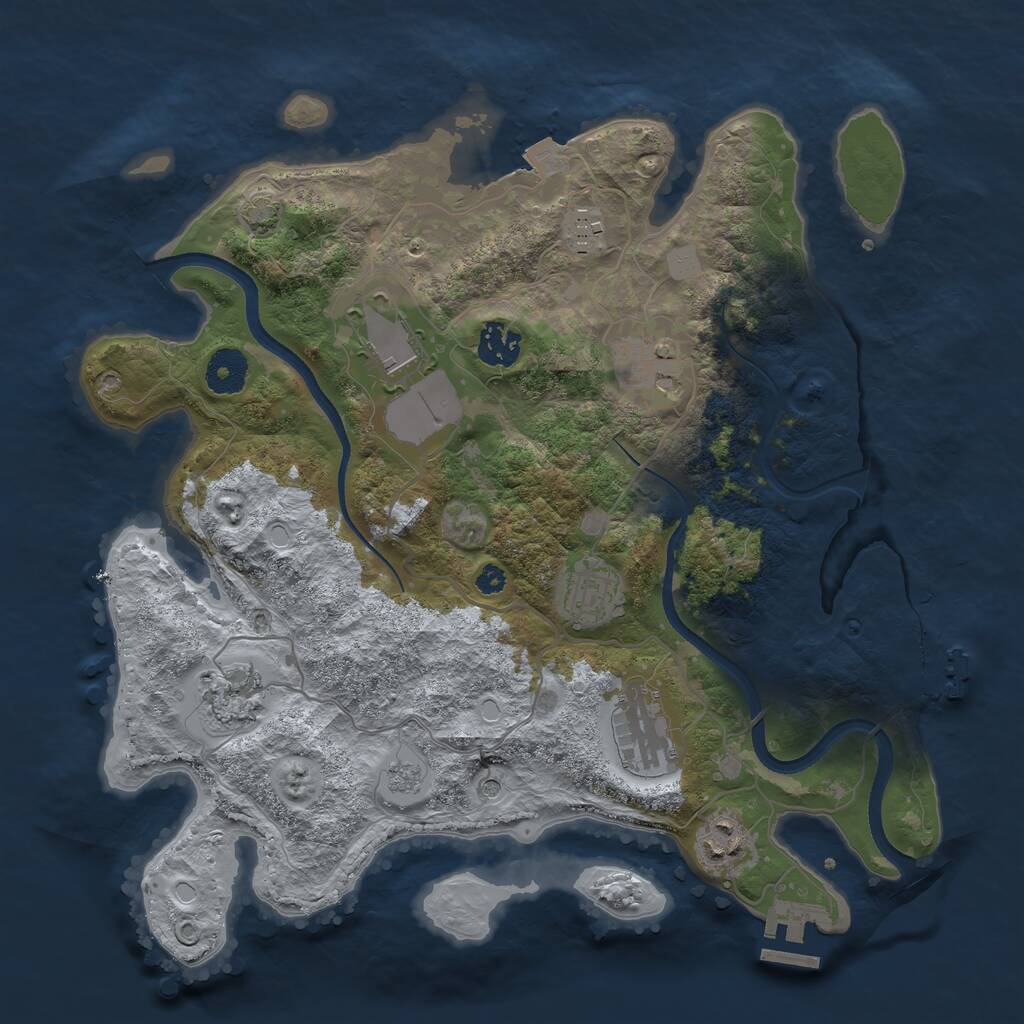 Rust Map: Procedural Map, Size: 3500, Seed: 129325, 14 Monuments