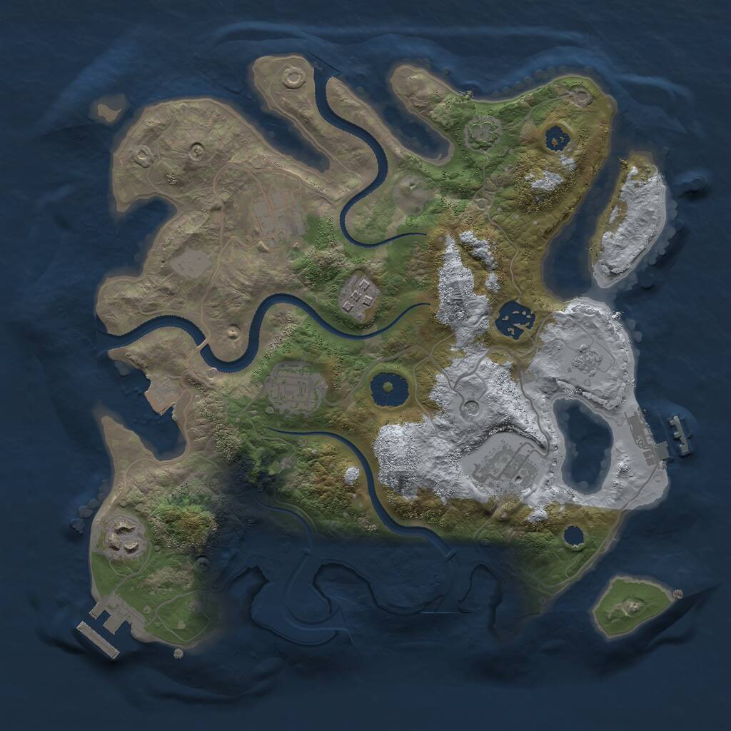 Rust Map: Procedural Map, Size: 3000, Seed: 97532479, 12 Monuments