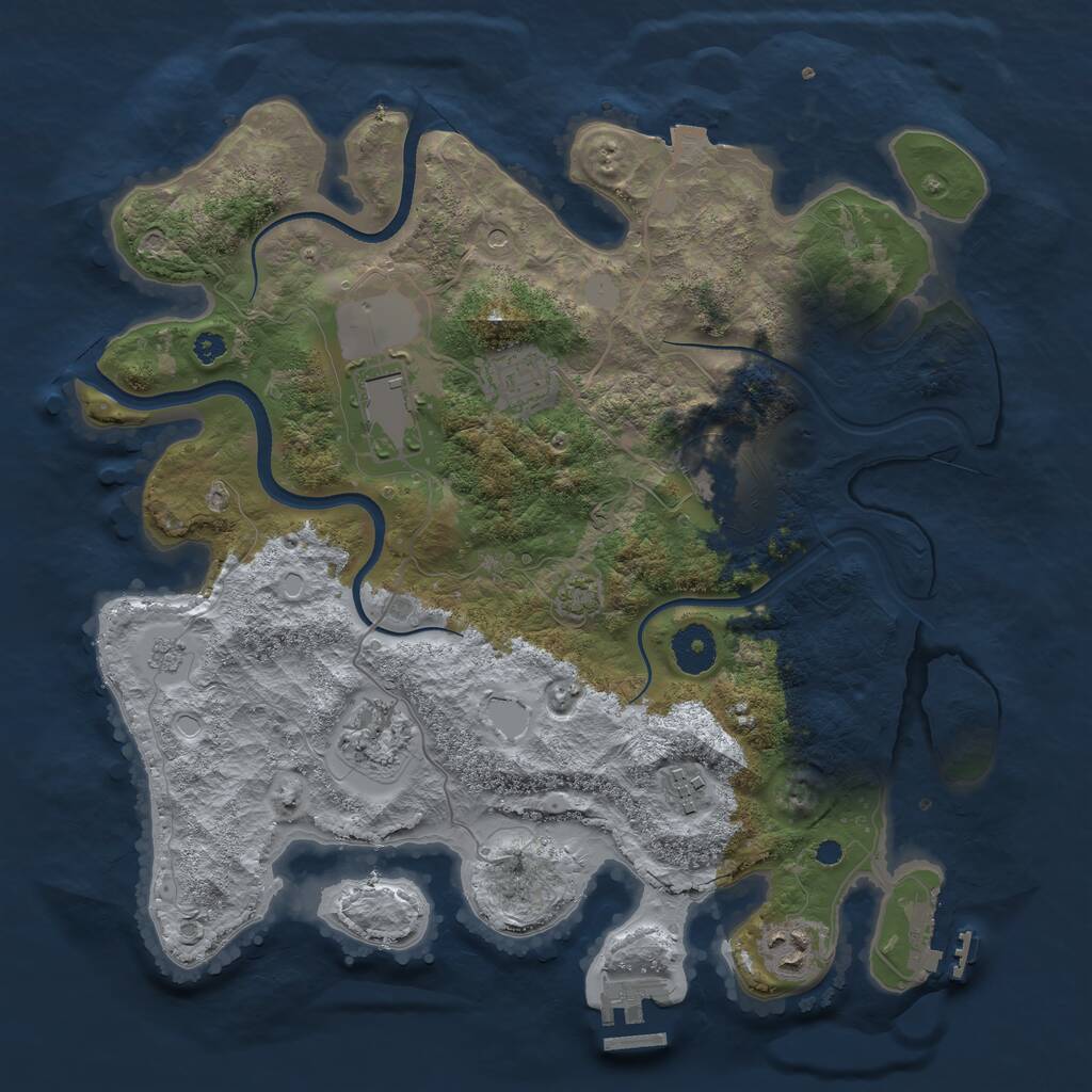 Rust Map: Procedural Map, Size: 3500, Seed: 1850546603, 12 Monuments