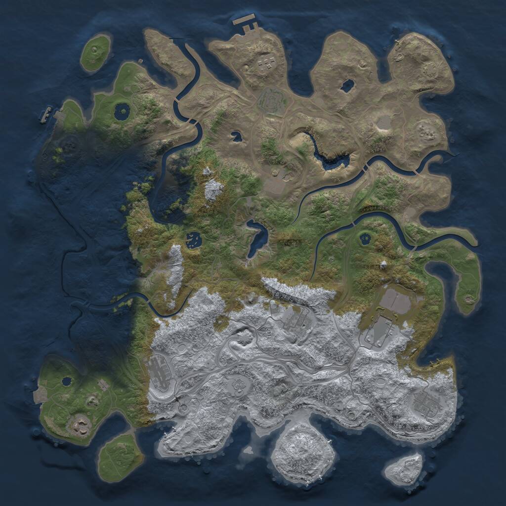 Rust Map: Procedural Map, Size: 4500, Seed: 14853124, 15 Monuments