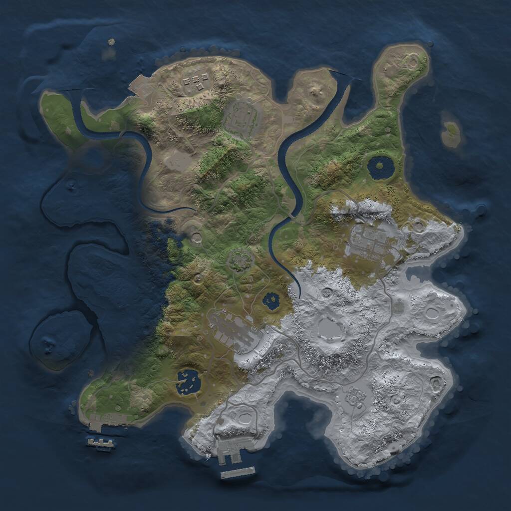 Rust Map: Procedural Map, Size: 3000, Seed: 1181686419, 11 Monuments