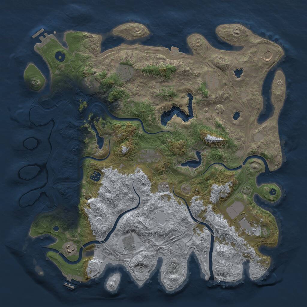 Rust Map: Procedural Map, Size: 4500, Seed: 1332458880, 16 Monuments