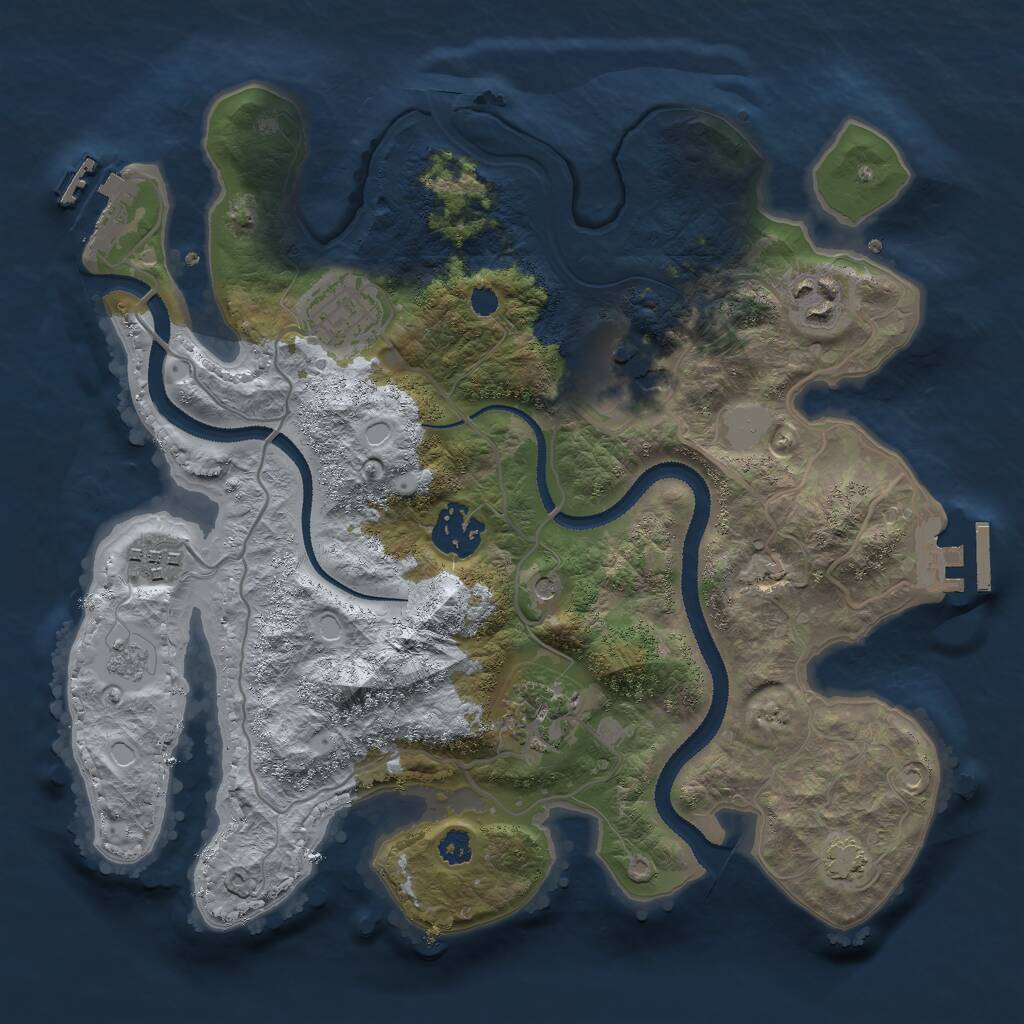 Rust Map: Procedural Map, Size: 3000, Seed: 24266, 12 Monuments