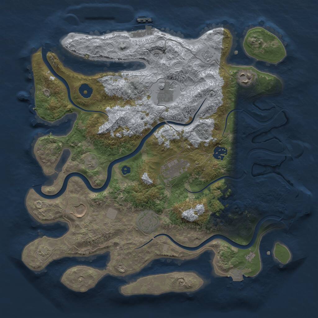 Rust Map: Procedural Map, Size: 3500, Seed: 45635354, 13 Monuments