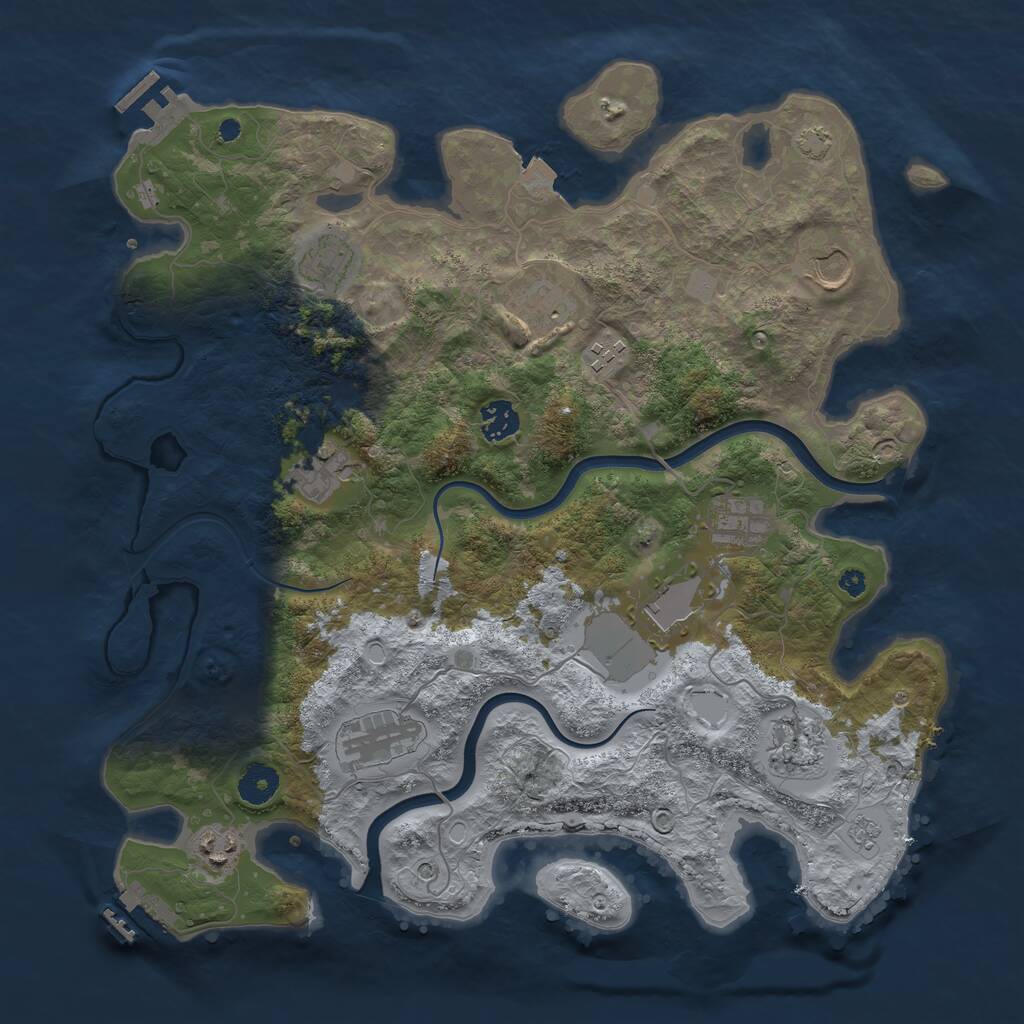 Rust Map: Procedural Map, Size: 3850, Seed: 1212824008, 17 Monuments