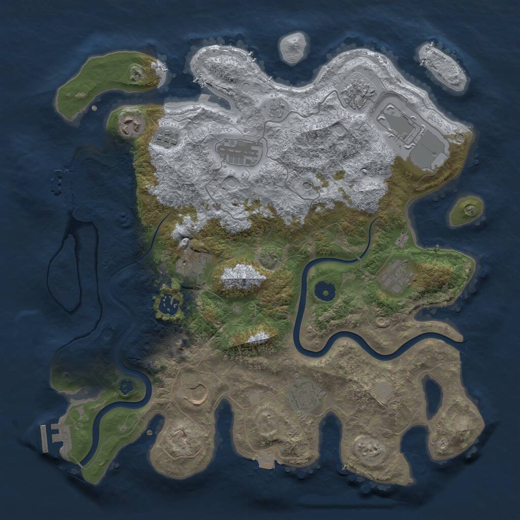 Rust Map: Procedural Map, Size: 3800, Seed: 751792381, 16 Monuments
