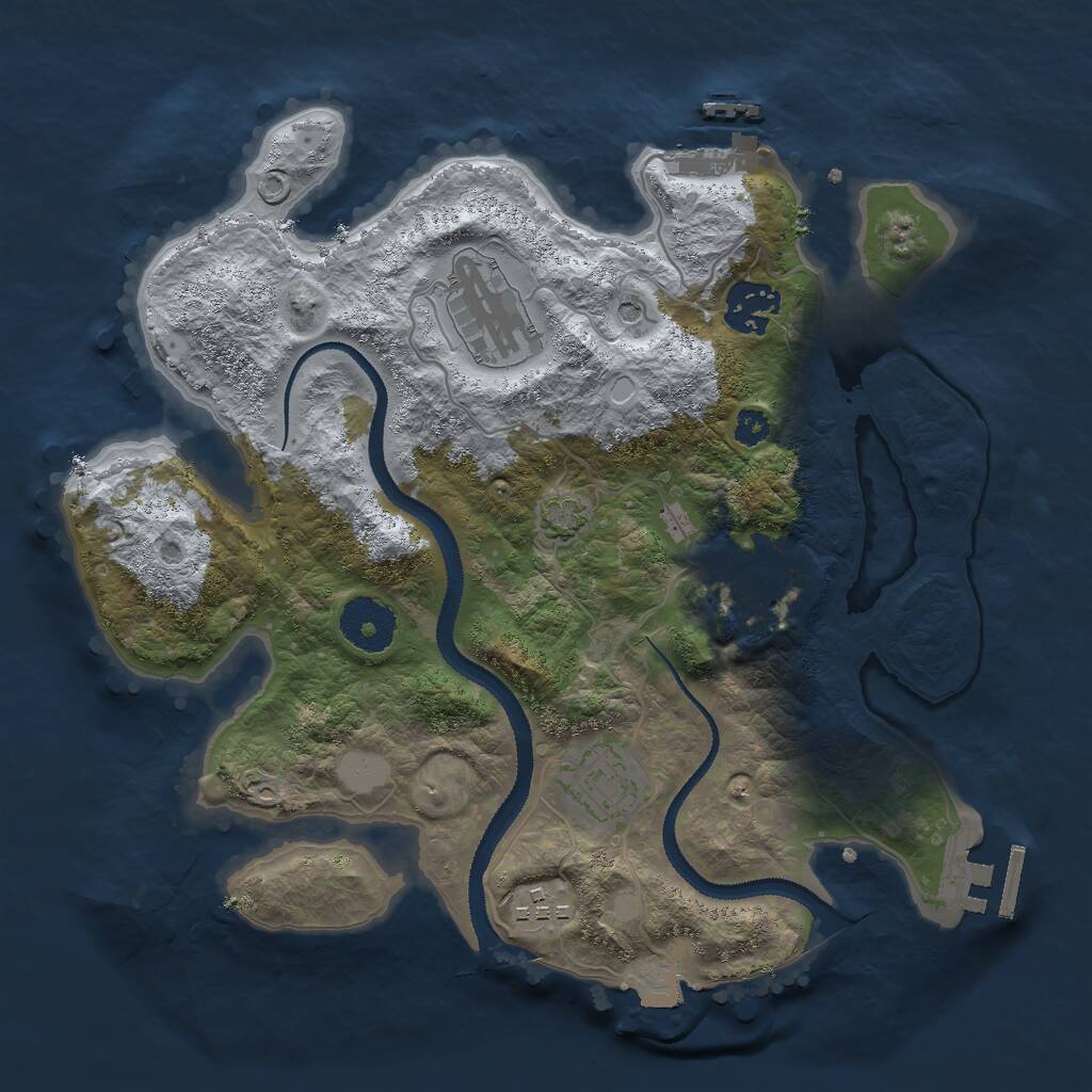 Rust Map: Procedural Map, Size: 3000, Seed: 8143, 10 Monuments