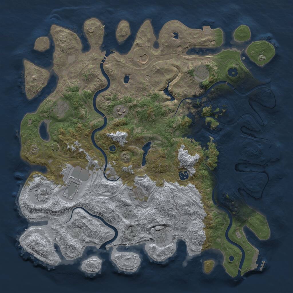 Rust Map: Procedural Map, Size: 4500, Seed: 393671231, 16 Monuments