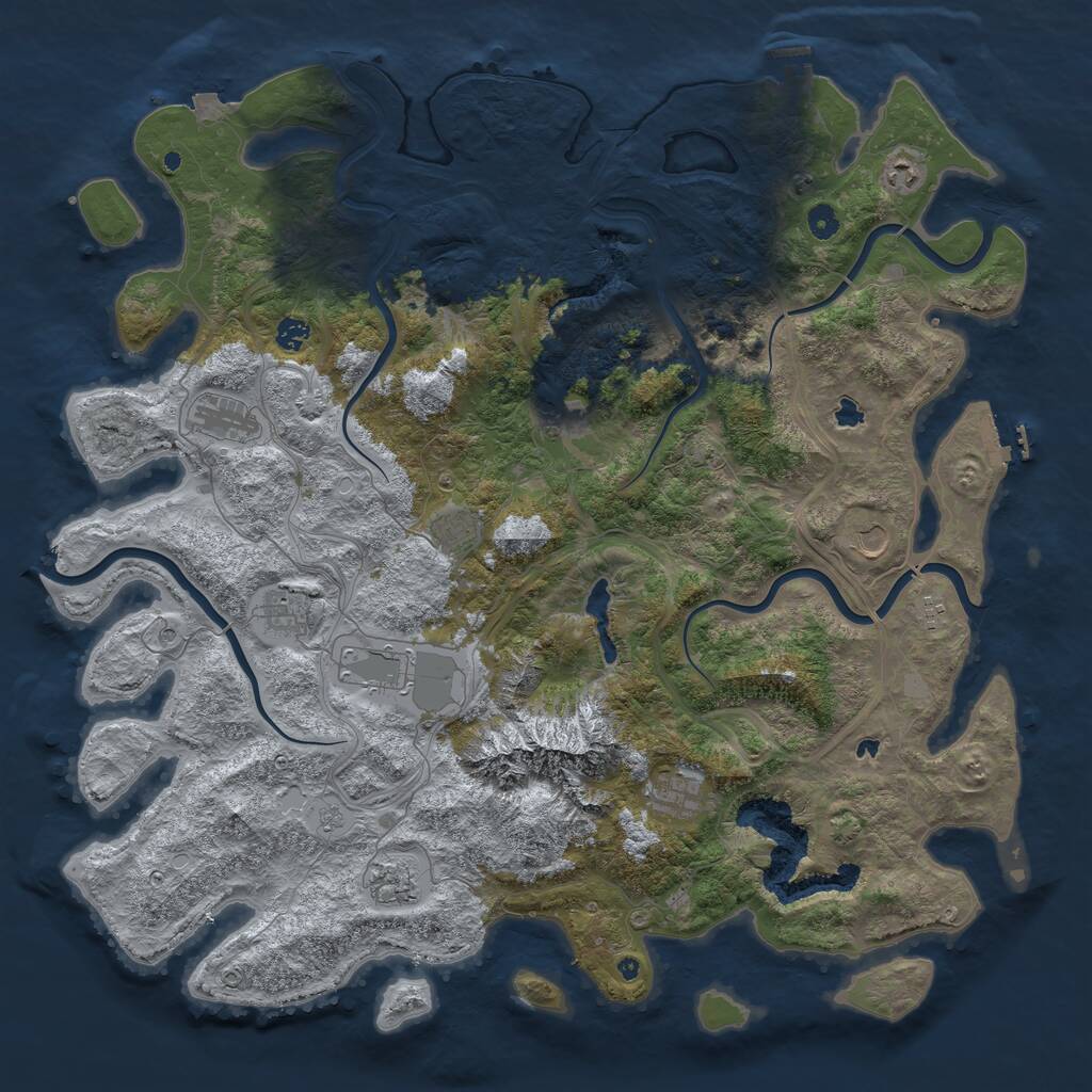 Rust Map: Procedural Map, Size: 5000, Seed: 500523400, 17 Monuments