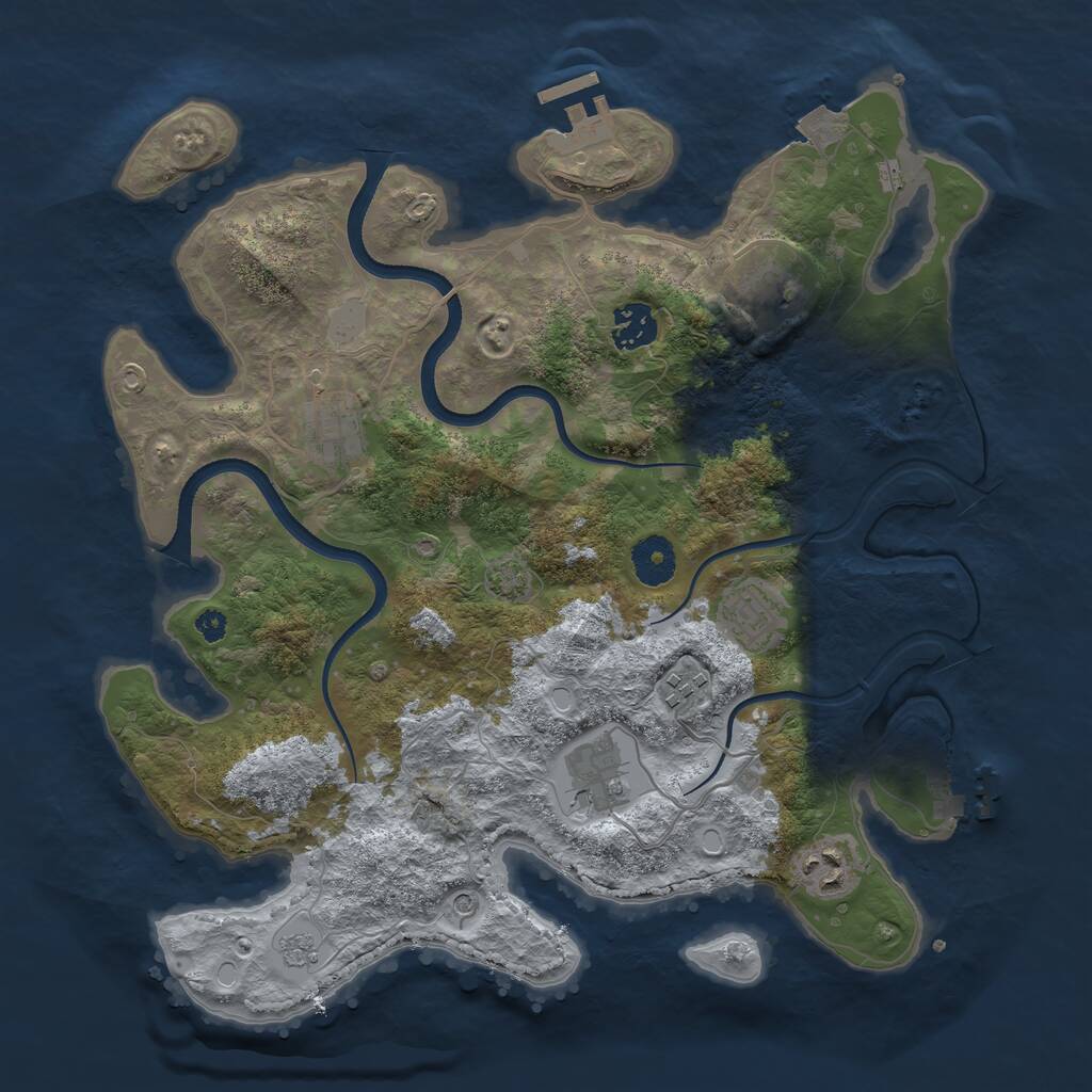 Rust Map: Procedural Map, Size: 3500, Seed: 890290703, 13 Monuments