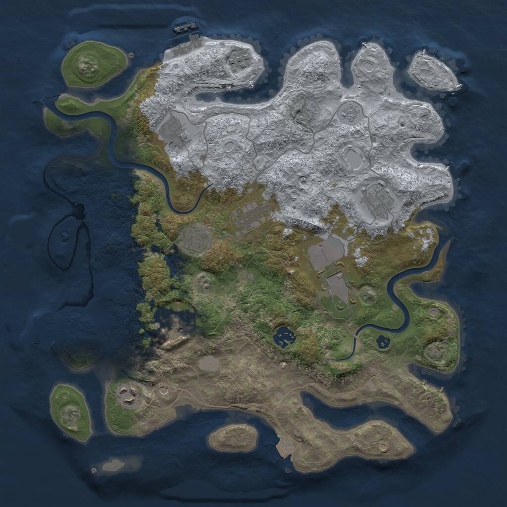 Rust Map: Procedural Map, Size: 3700, Seed: 1038321186, 15 Monuments