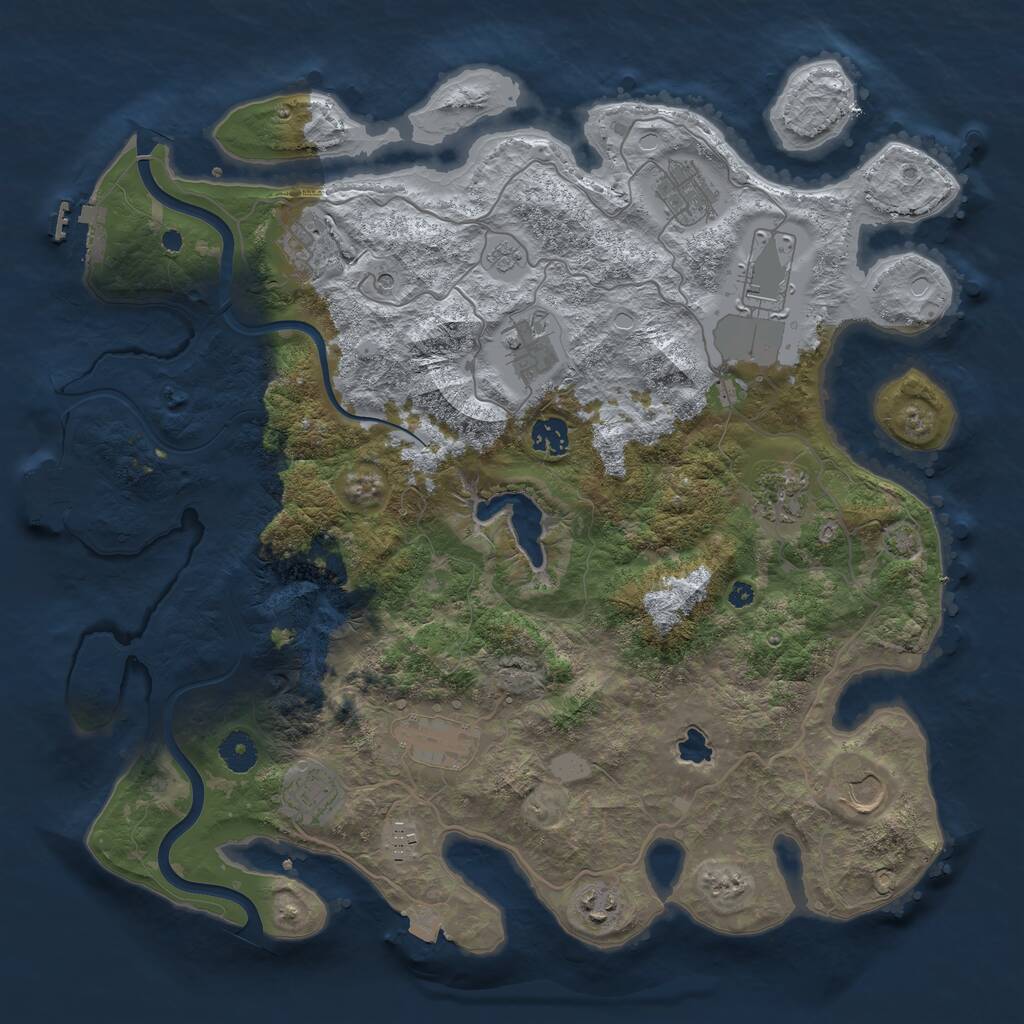 Rust Map: Procedural Map, Size: 4000, Seed: 462045887, 17 Monuments