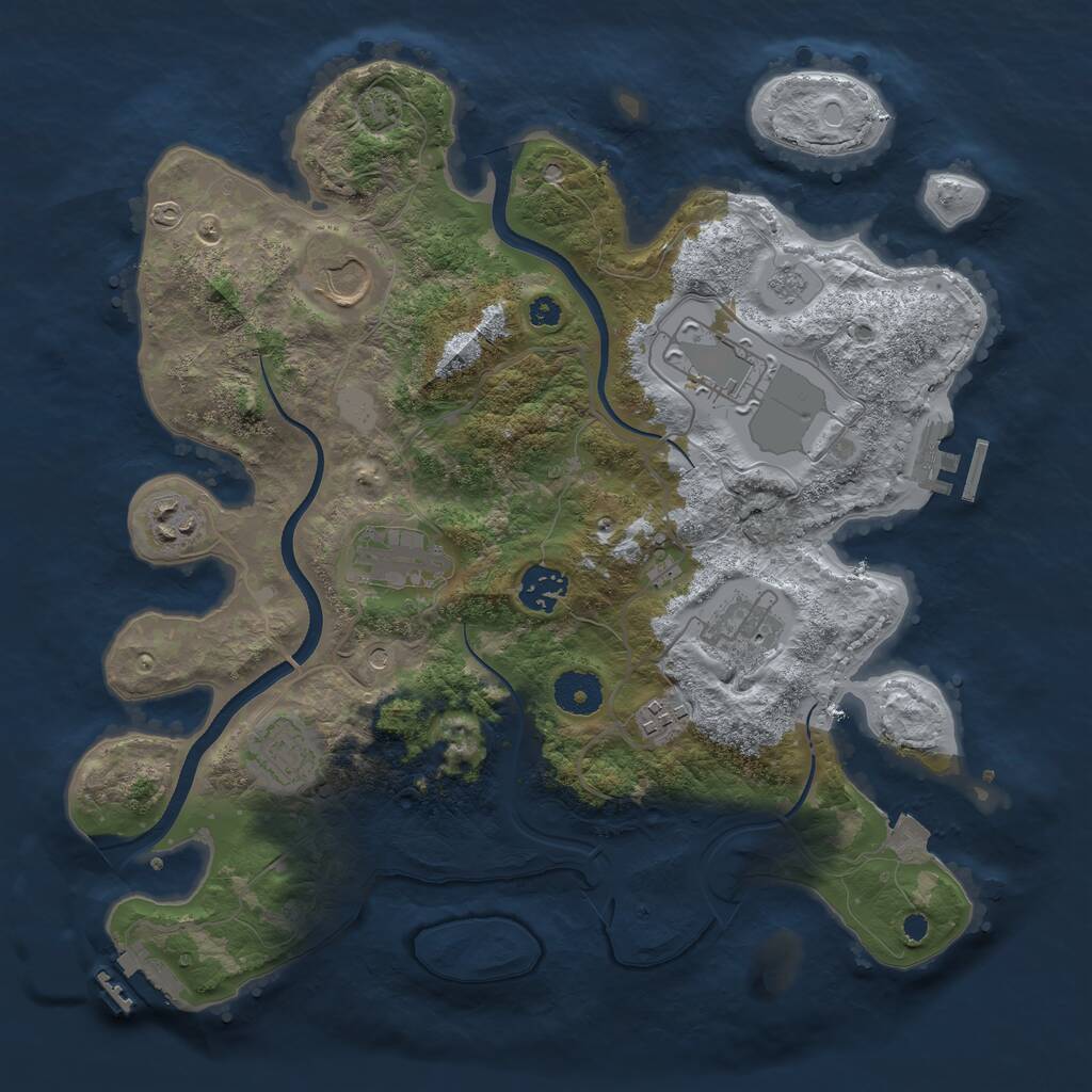 Rust Map: Procedural Map, Size: 3500, Seed: 1313781308, 14 Monuments