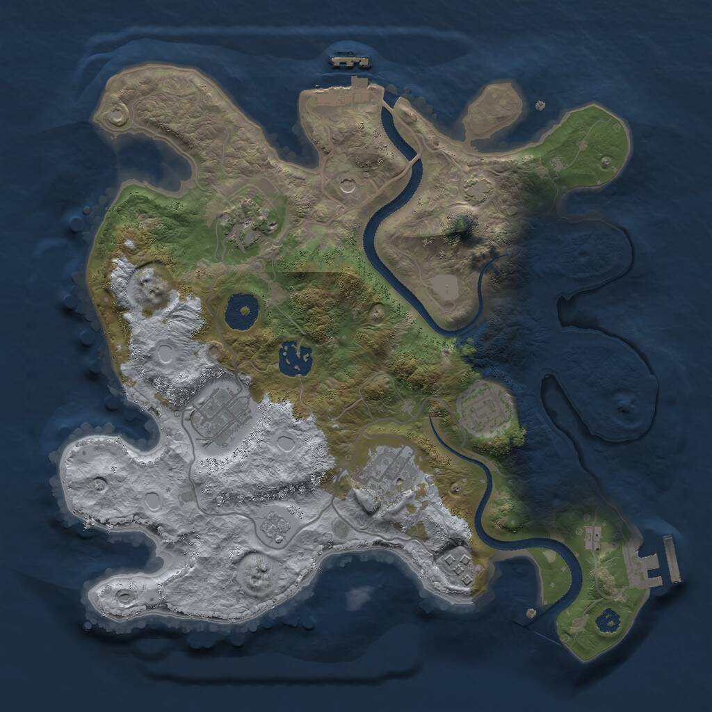 Rust Map: Procedural Map, Size: 3000, Seed: 795890608, 12 Monuments