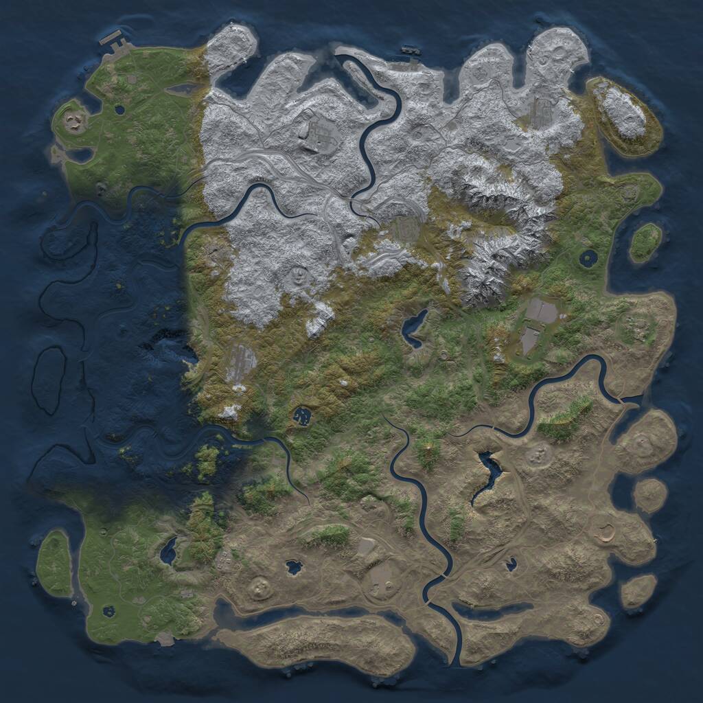 Rust Map: Procedural Map, Size: 6000, Seed: 2436246, 17 Monuments
