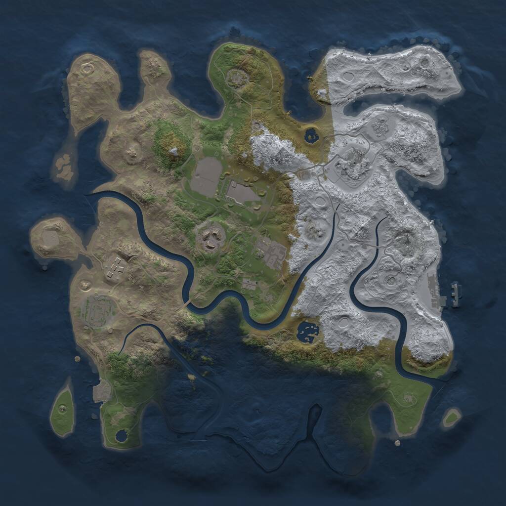 Rust Map: Procedural Map, Size: 3500, Seed: 699323230, 12 Monuments