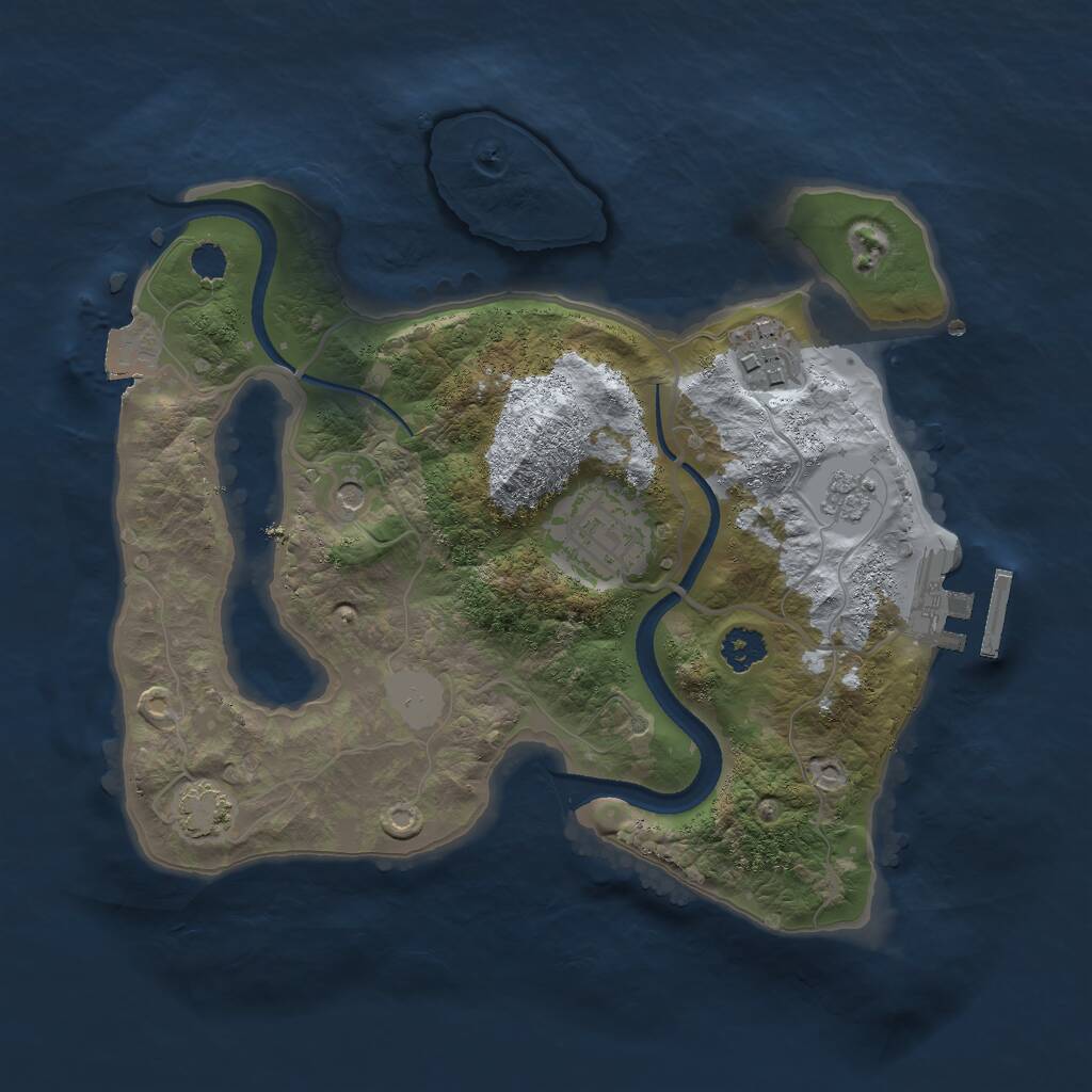 Rust Map: Procedural Map, Size: 2500, Seed: 1411165367, 7 Monuments