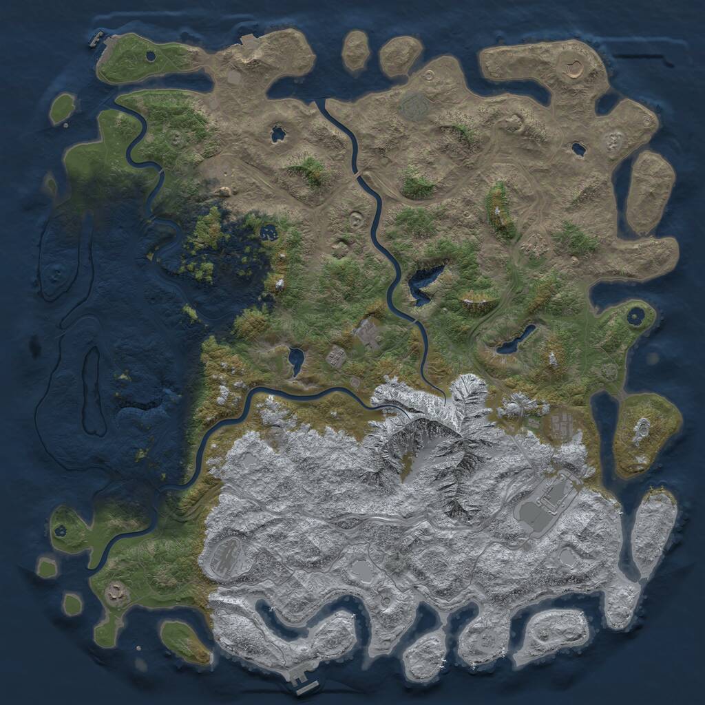 Rust Map: Procedural Map, Size: 6000, Seed: 5417663, 17 Monuments
