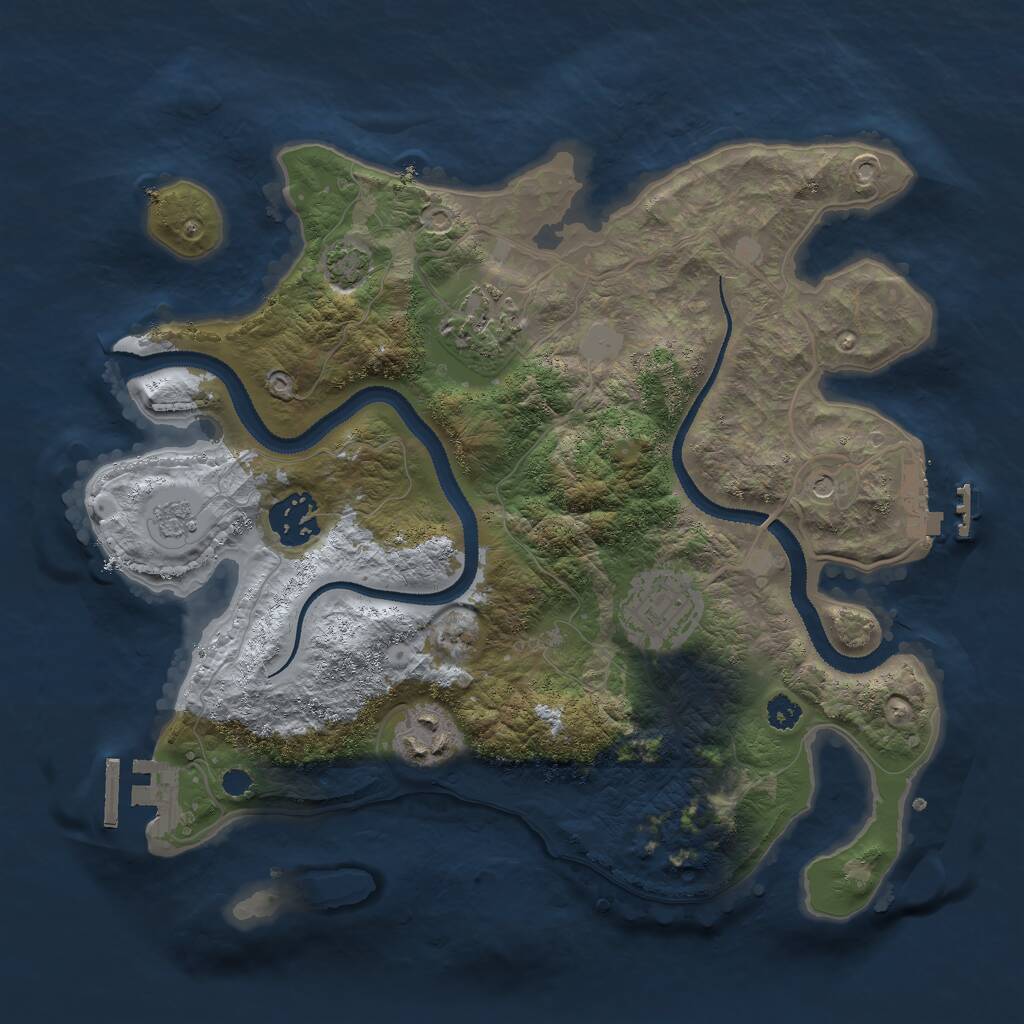 Rust Map: Procedural Map, Size: 3000, Seed: 1991279872, 10 Monuments