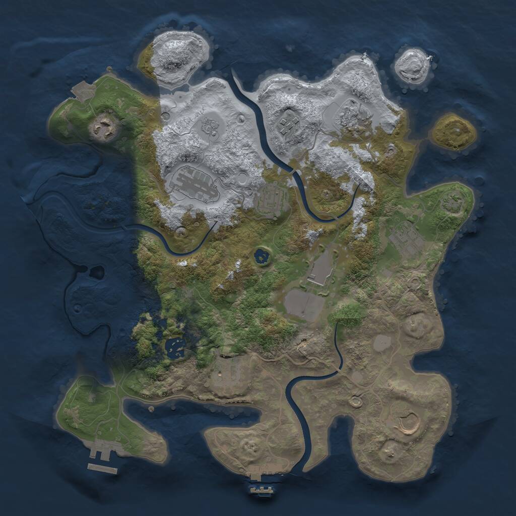 Rust Map: Procedural Map, Size: 3500, Seed: 1282763727, 16 Monuments